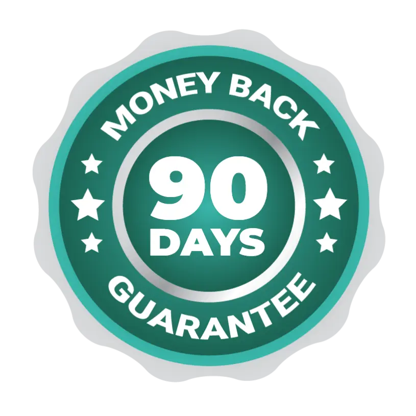 Whispeara supplement bottle featuring a 90-day 100% money-back guarantee for a risk-free trial.